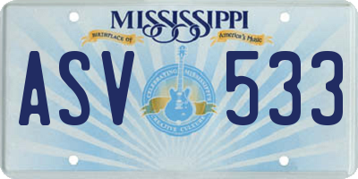 MS license plate ASV533