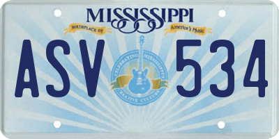 MS license plate ASV534