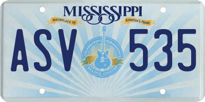 MS license plate ASV535