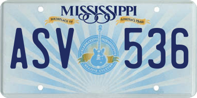 MS license plate ASV536