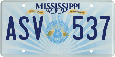 MS license plate ASV537