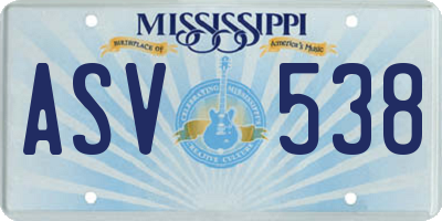 MS license plate ASV538