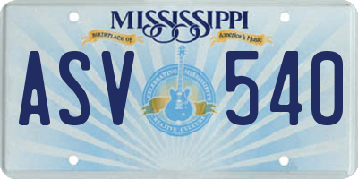 MS license plate ASV540