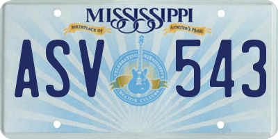 MS license plate ASV543