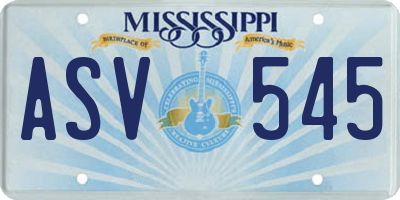 MS license plate ASV545