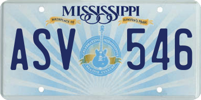 MS license plate ASV546