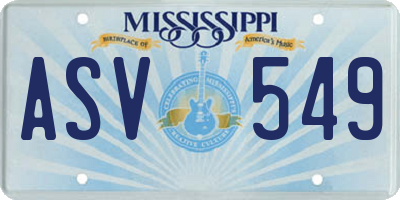 MS license plate ASV549