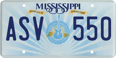 MS license plate ASV550