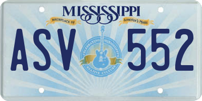 MS license plate ASV552