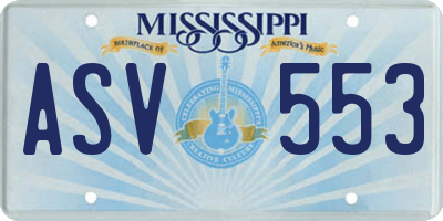 MS license plate ASV553