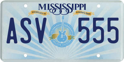 MS license plate ASV555