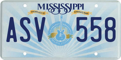 MS license plate ASV558