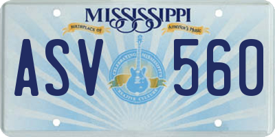 MS license plate ASV560