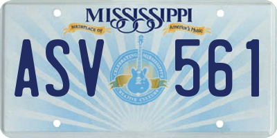 MS license plate ASV561
