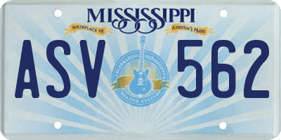 MS license plate ASV562