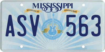 MS license plate ASV563