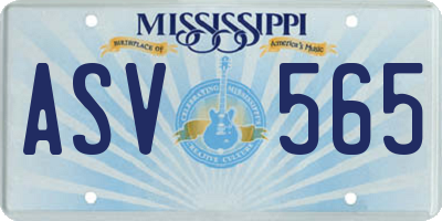 MS license plate ASV565