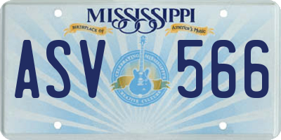 MS license plate ASV566