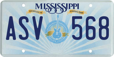 MS license plate ASV568