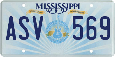 MS license plate ASV569