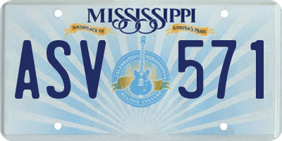 MS license plate ASV571