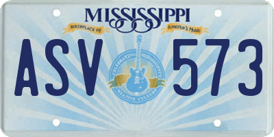 MS license plate ASV573