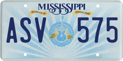 MS license plate ASV575