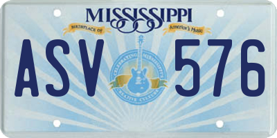 MS license plate ASV576