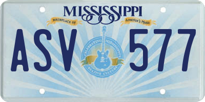 MS license plate ASV577