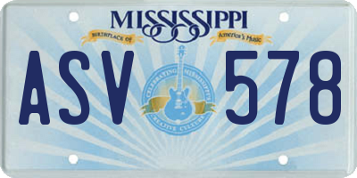 MS license plate ASV578