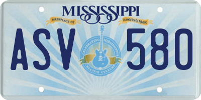MS license plate ASV580