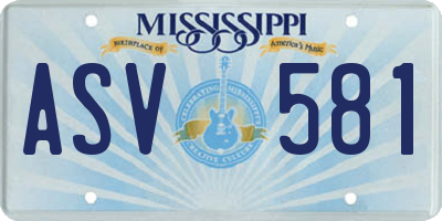 MS license plate ASV581