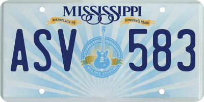 MS license plate ASV583