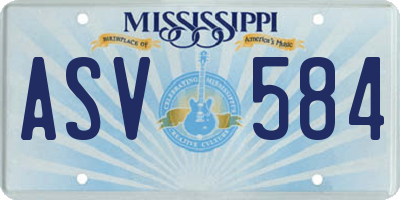 MS license plate ASV584