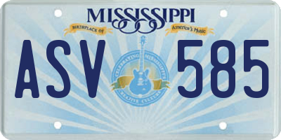 MS license plate ASV585