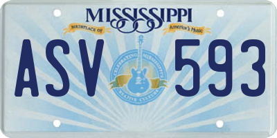 MS license plate ASV593