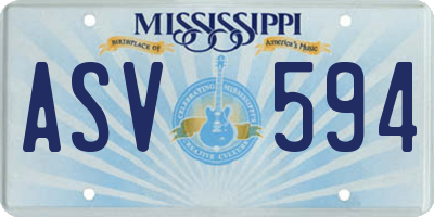 MS license plate ASV594