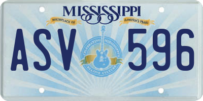 MS license plate ASV596