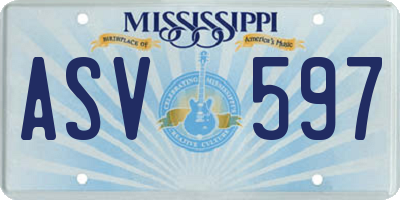 MS license plate ASV597