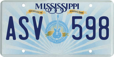 MS license plate ASV598