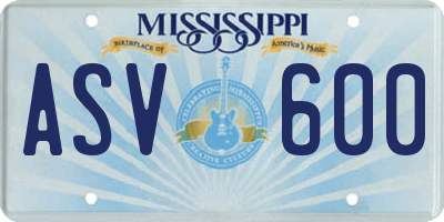 MS license plate ASV600