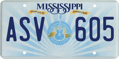 MS license plate ASV605