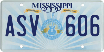 MS license plate ASV606