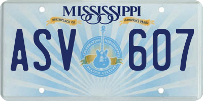 MS license plate ASV607