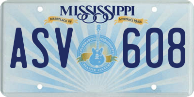 MS license plate ASV608