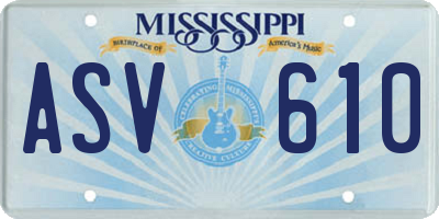 MS license plate ASV610