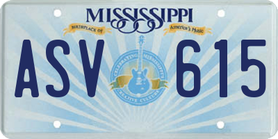 MS license plate ASV615