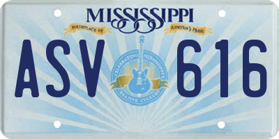 MS license plate ASV616