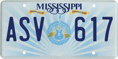 MS license plate ASV617