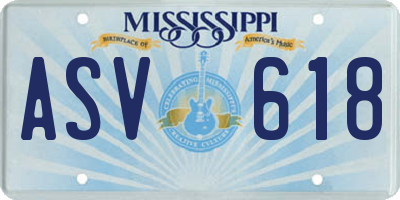 MS license plate ASV618